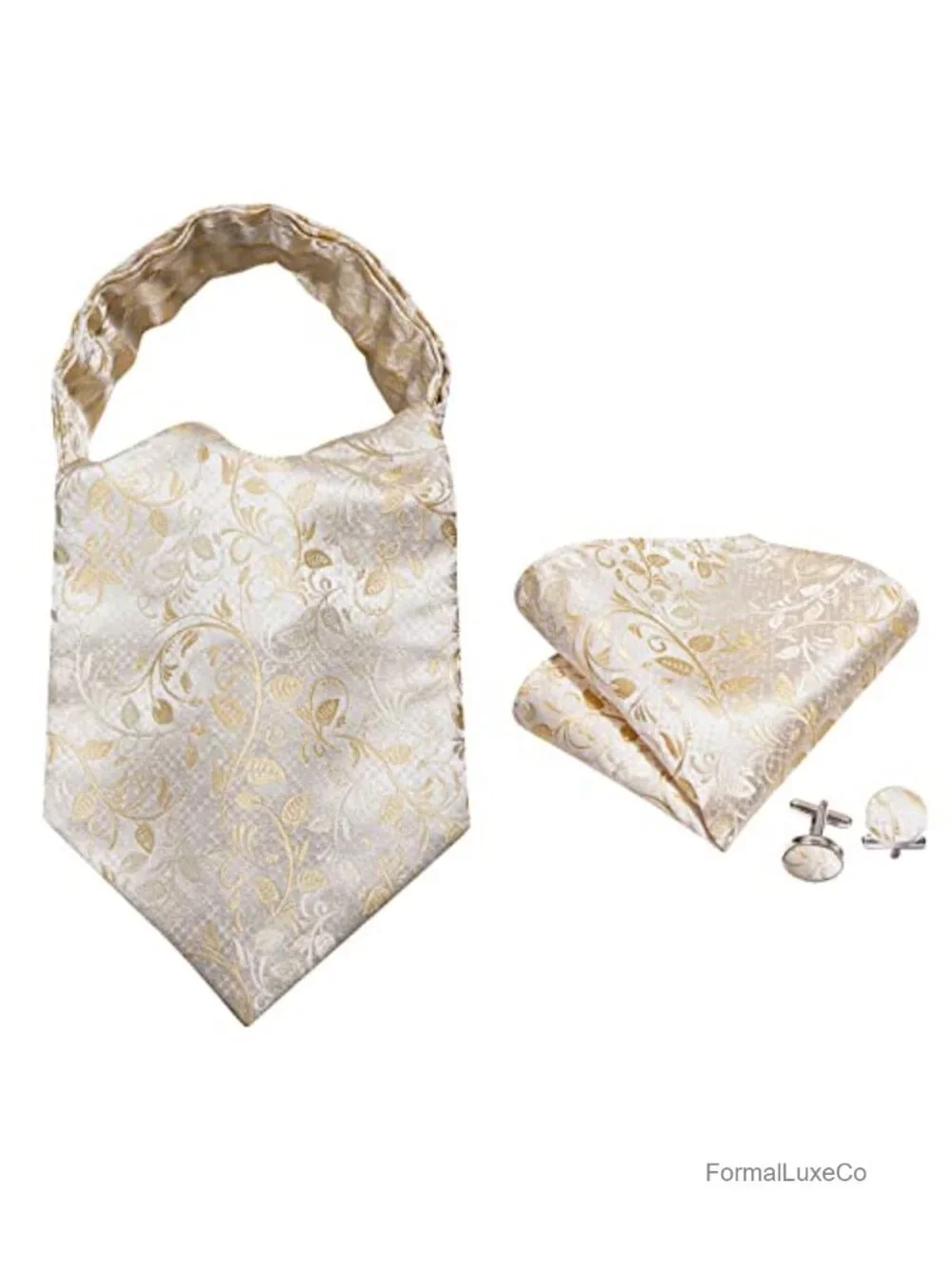 Men's Silk Cravat Tie Handkerchief Cufflink Set Wedding Party Accessory